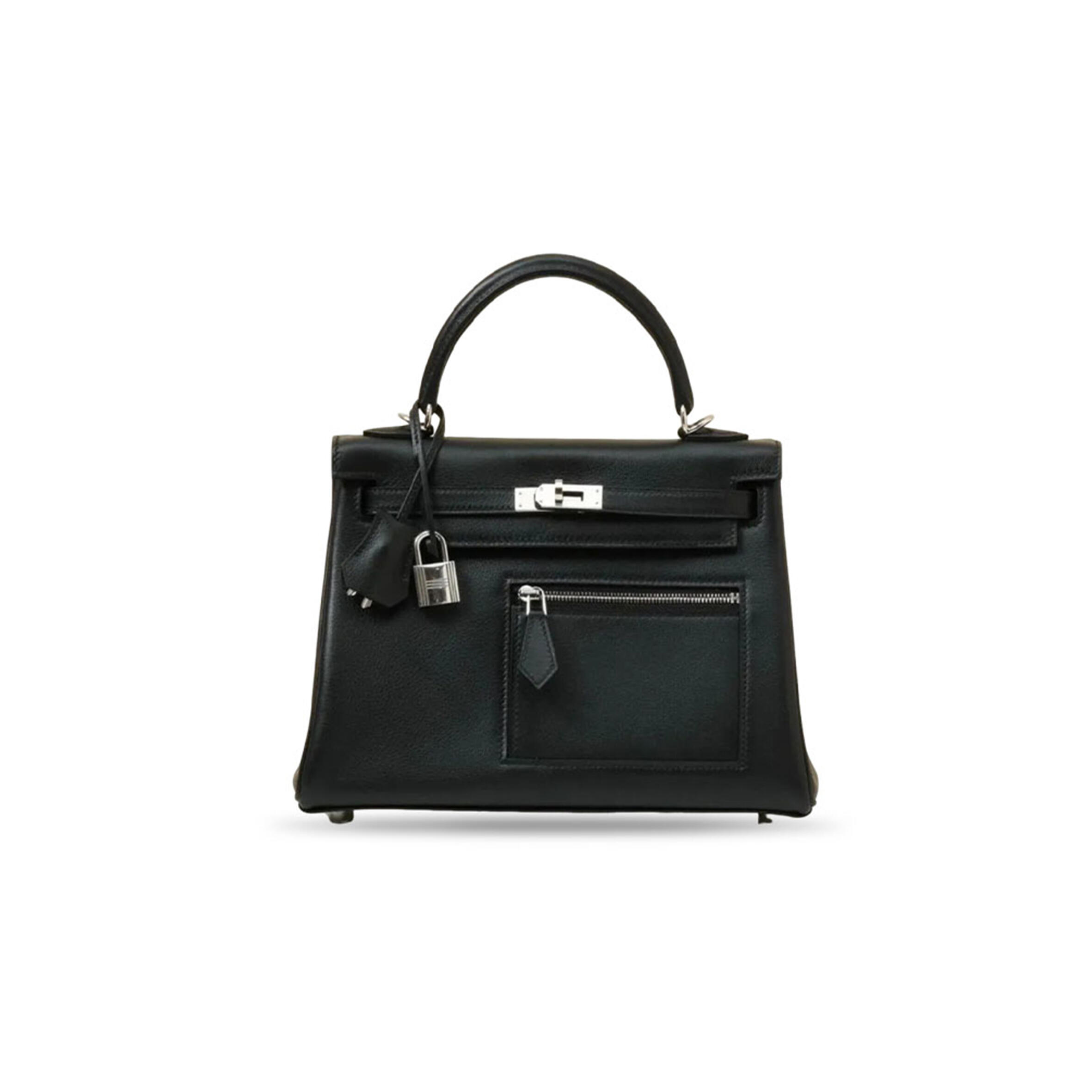 H**mes MASTER KELLY COLORMATIC 25 CM BLACK SWIFT LEATHER WITH PALLADIUM HARDWARE (25*19.5*10cm)